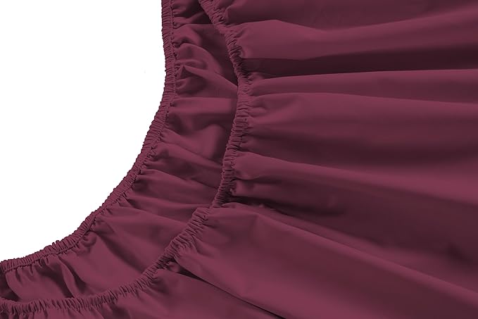 LANE LINEN 100% Cotton Split King Size Sheets Set - 4 Pieces - Ultra Soft Sateen Weave, 450 Thread Count - Breathable, Cooling, Durable, 15" Deep Pockets - Windsor Wine