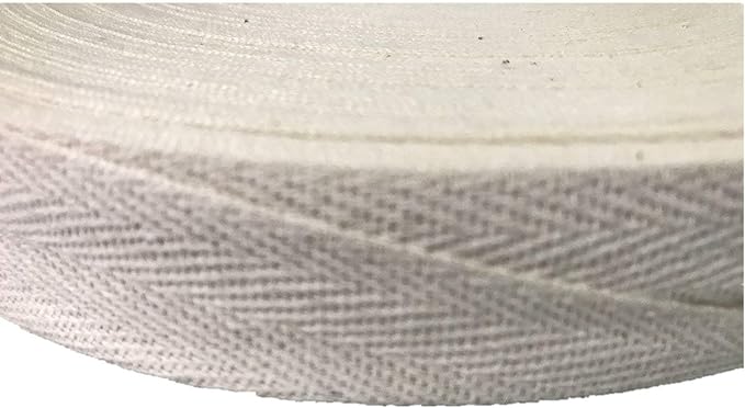 QIANF Twill Tape Ribbon 100% Cotton Natural Color 5/8 Inch Wide 50 Yard Roll Herringbone Tape(5/8 Inch-50Yard, Off-White)