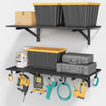 Jusgym 2-Pack 2x4ft Garage Shelving Wall Mounted, 2' x 4' Heavy Duty Garage Storage Shelves with Hooks, 400LB Capacity