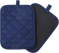 Glynniss Anti-Slip Grip Pot Holders for Kitchen, Cotton Oven Pot Holders Set with Neoprene for Heat Resistant 450F, 7x9 Inches Potholders Machine Washable 2PCS (Blue, 2)