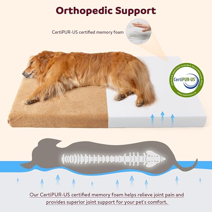 Self-Warming Orthopedic Dog Bed for Extra Large Dogs - Memory Foam for Joint Pain & Arthritis, XL Pet Bed w/Washable Removable Cover & Waterproof Liner, XXL Dog Sofa w/Raised Bolster & Non-Slip Base