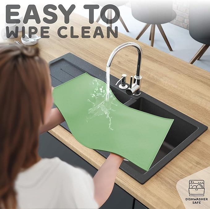 PetHappily Dog Food Mat - Raised Edges Dogs Mat for Food and Water Prevent Spill, Waterproof Cat Food Mats Protect Floors, Easy Clean Dog Bowl Mats for Food and Water, Silicone Pet Food Tray