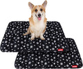Dog Crate Mat (30" X 19") 2 Pack, Soft Dog Bed Mat with Cute Prints, Personalized Dog Crate Pad, Anti-Slip Bottom, Machine Washable Kennel Pad, Black