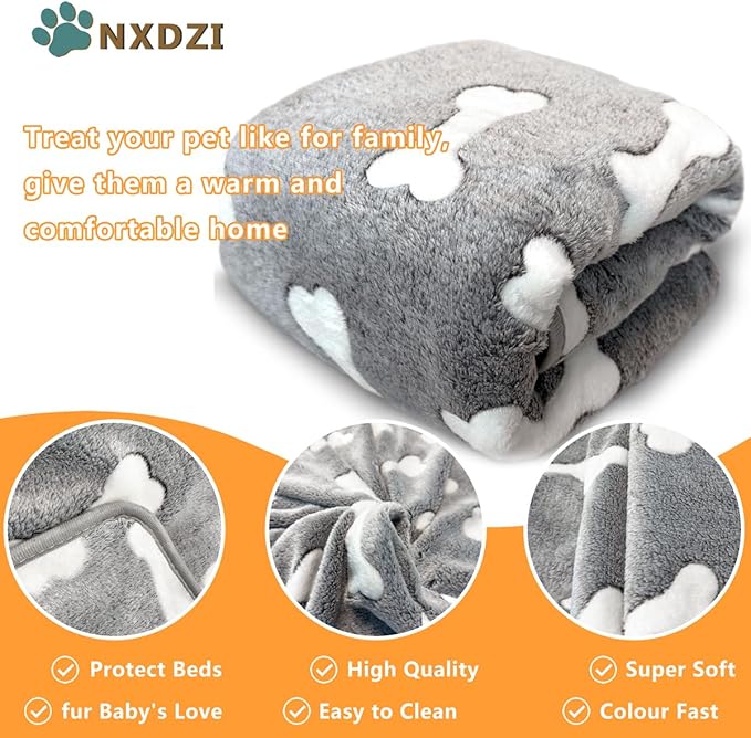 Dog Blankets for Large Dogs, 1 Pc Dog Blanket Washable, Soft Fluffy Flannel Pet Blanket Mat Cover for Bed Couch, Cute Print Puppy Blanket 60" x 50"