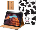 DTTO for iPad (A16) 11th Generation Case 11 Inch 2025, iPad 10th Generation Case 10.9 Inch 2022, Premium Leather Business Folio Stand Cover with Pencil Holder - Auto Wake/Sleep, Cow Print