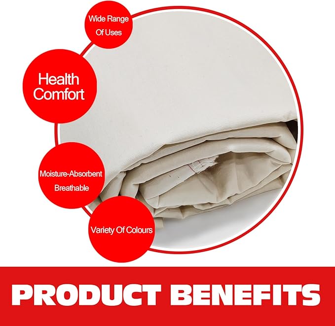 100% Ivory Cotton Fabric for Sewing by 1 Yard, 59”Width Quilting Fabric Medium Weight 5.8 oz, Muslin Fabric by The Yard, Embroidery Cloth