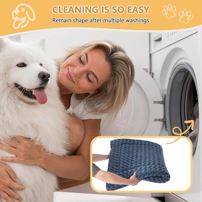 WagWonders Dog Bed Mat Washable Reversible Dog Crate Pad Soft Fluffy Pet Kennel Beds with Anti-Slip Bottom Dog Cat Sleeping Mattress for Medium Large Dogs, 35x22x1.5 Inch, Gray