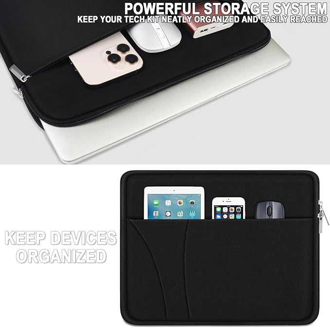 Laptop Sleeve 14 inch, Slim Traveling Laptop Case Cover with Zippered Pocket, Shockproof Protective Carrying Briefcase Computer Bag for 14" MacBook Air/Pro, HP, Dell, Lenovo, Acer, Black