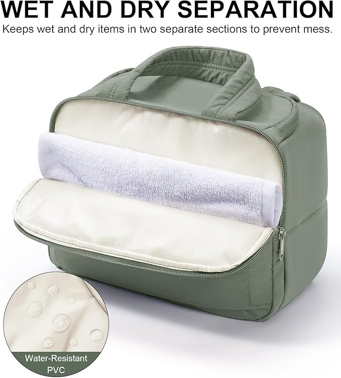 Bagstellar Travel Toiletry Bag, Lightweight Wide-open Large Puffy Toiletry Bag for Women, Quilted Makeup Bag Organizer Water-resistant Cosmetic Bag with Handle for Toiletries, Essentials, Accessories