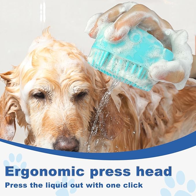 IDQQUQQ 2PCS Dog Washing Gloves and Dog Shampoo Brush, Dog Bath Supplies Dog and Cat Bath Set