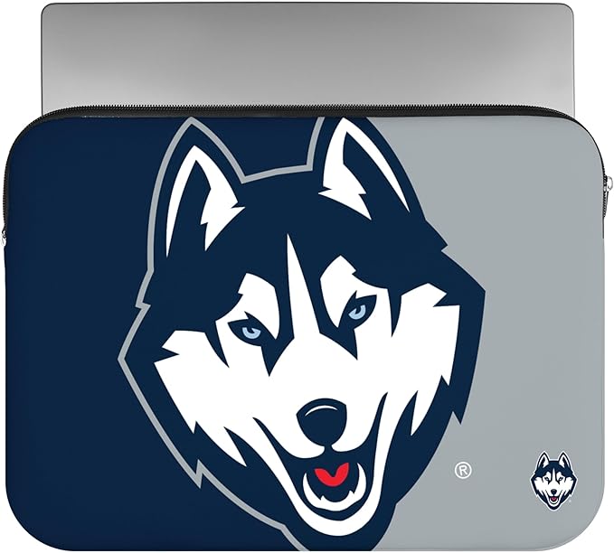 FOCO NCAA Official 15" Inch Colorblock Primary Logo Zipper Laptop Computer Sleeve Case Bag (UConn Huskies)