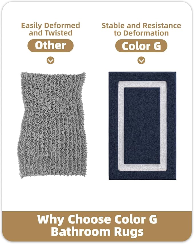 Color&Geometry Bathroom Rugs, Water Absorbent and Quick Dry Microfiber Bath Rugs-16"x24", Non-Slip, Machine Washable, Extra Soft Plush Bath Mats for Bathroom, Laundry Room, Blue White