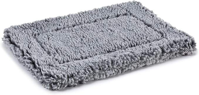 PELZIN Stoutwool Indestructible Dog Bed - Fluffy Chew Proof Dog Crate Pad - Tough Kennel Pad for Aggressive Chewers - Washable, Ideal for Toy Breeds & Fits 18-Inch Crate - 17"x11", Charcoal