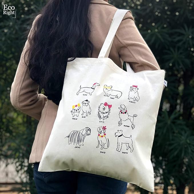 Eco Right Tote Bag for Women, Reusable Grocery Bag, Canvas Tote Bag for Shopping, Cotton Bag for Daily Use, Gifts for Women