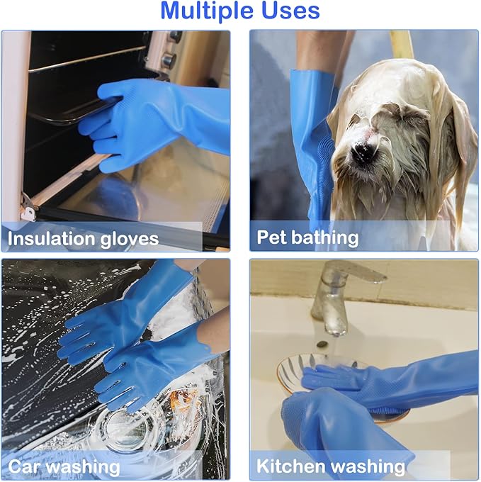 Yintoper Pet Grooming Gloves, Dog Washing Gloves with High-Density Teeth, Heat Resistant Silicone Cat Hair Remover with Enhanced Five Finger Design, Bathing and Massaging for Dogs and Cats