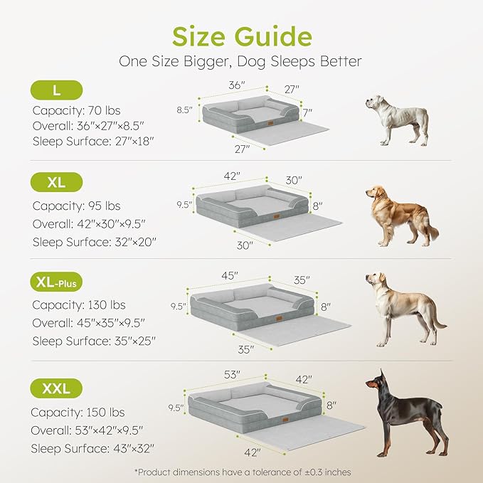 CWAWZ Dog Beds for Large Dogs, Orthopedic Pet Bed with Cooling Gel Memory Foam, Waterproof Large Dog Beds with Removable Washable Cover, 36" Pet Sofa Dutch Velvet with Blanket Bone Toy, Light Gray