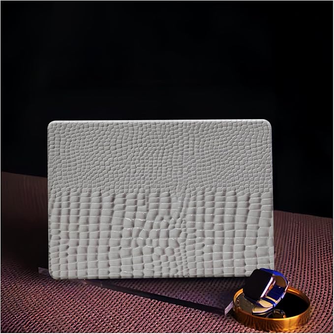 BYCeKe Crocodile Print Case for MacBook Air 13 inch M4 M3 M2 2025-2022 A3240 A3113 A2681,for Mac Air M4 Alligator Snake Textured Leather Glossy Cute Hard Shell&Keyboard Cover for Mac Air 13.6,Grey