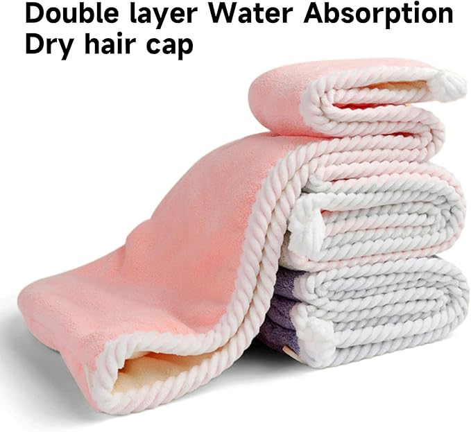 XPZKAIYUE Microfiber Hair Towel, Hair Towel wrap for Women,Hair wrap Towels,Hair Turbans for Women Wet Hair, wrap for Kids (Blue and Grey) 1pcs