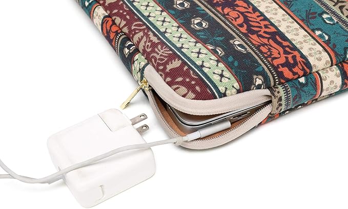 Kayond Canvas Water-Resistant 14 Inch Laptop Sleeve case for 14.1inch Notebook Compute (14-14.1 inch, Red Bohemia)