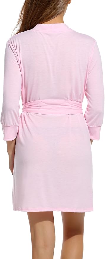 HOTOUCH Womens Robe Lightweight Short Knit Bathrobe Soft Ladies Sleepwear with Pockets