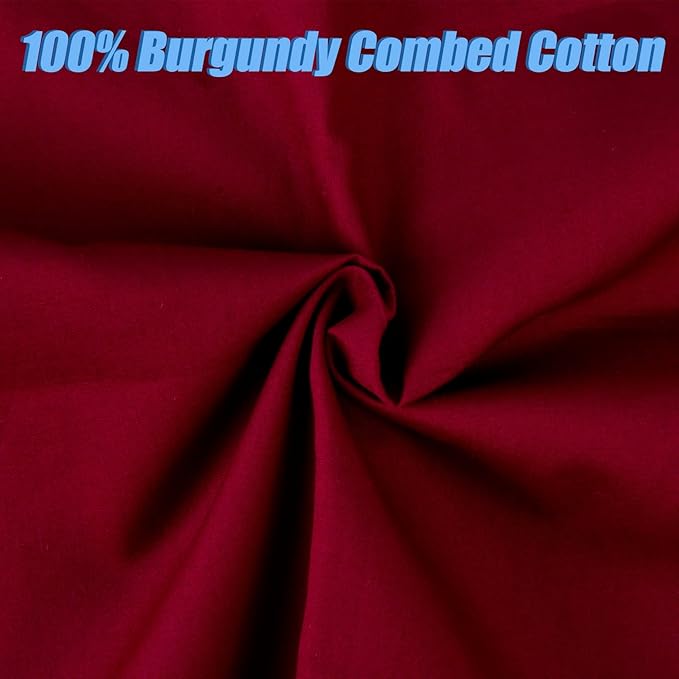 2 Yard Burgundy Cotton Fabric, Natural Cotton Poplin Fabric by The Yard, 59 Inches Wide 100% Cotton Fabric, Soft Embroidery Muslin Quilting Material for Sewing Material Apparel Cloth