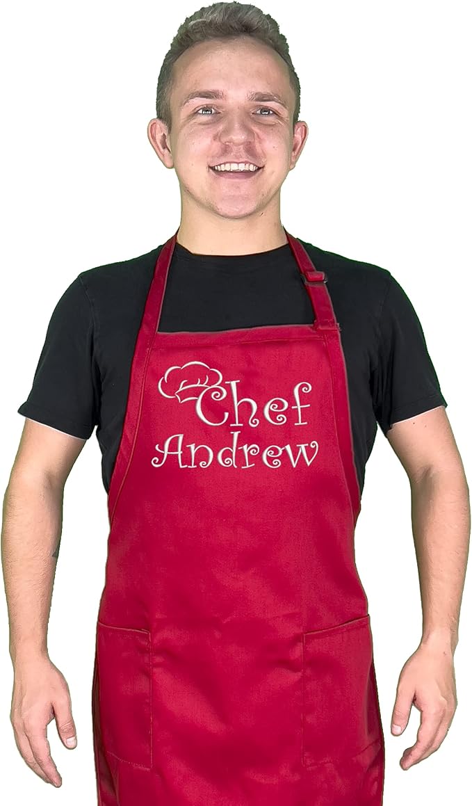 Personalized Apron With Name. Premium Quality Apron for Men and Women - 6 colors available - Chef, Cooking, Grilling, or Baking