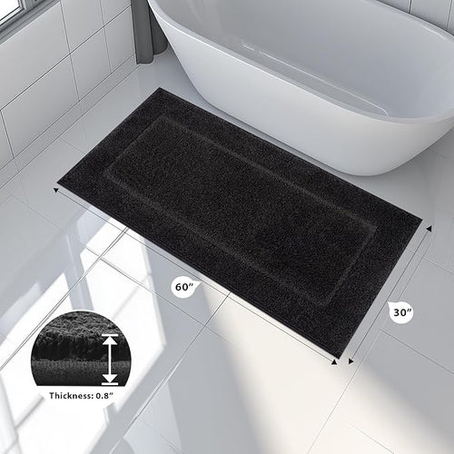 anllugs Bathroom Rugs 30" x 60", Non-Slip Extra Soft Absorbent Bath Rugs, Machine Washable Quick Dry Bath Mats for Bathroom Floor, Shower, Bathtub and Sink, Black