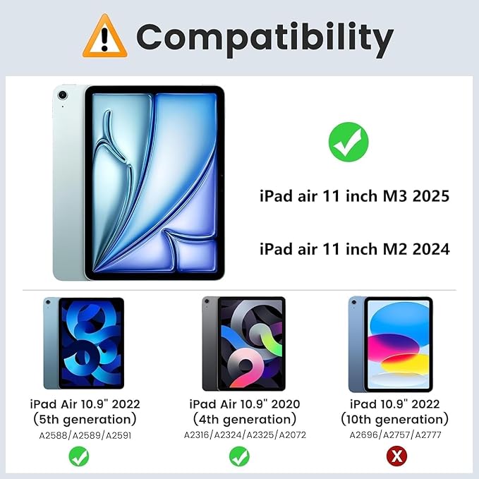 H HOLIMET Case for iPad Air 11 inch 2025 M3, iPad Air 4th/5th/6th Generation 10.9 Inch with Pencil Holder Pocket Typing Angle Auto Sleep/Wake Muti-Stand Vegan Leather
