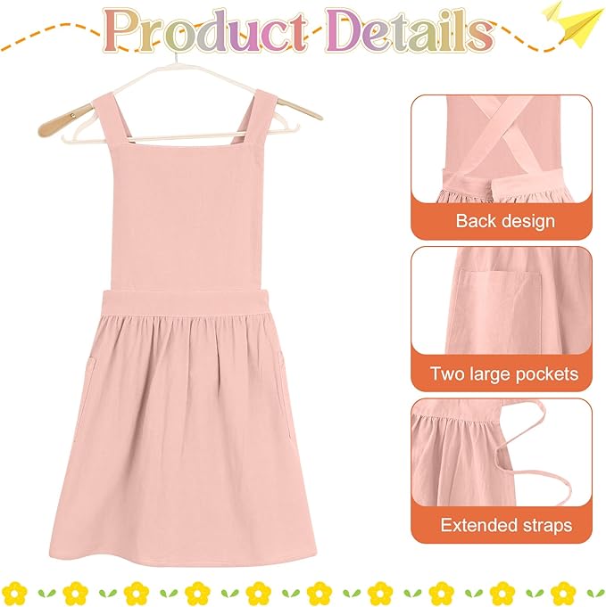 Kids Pinafore Apron, Cross Back Apron, Japanese Style Bib Aprons Home Clothes