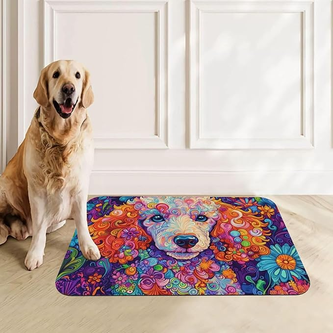 Poodle Food Mat for Floors Waterproof,Quick Dry Anti-Slip Dog Bowl Mats for Food and Water,Pet Feeding Mats,Pet Placemat for Messy Drinkers to Protect Floors,Pets Supplies 17.72×11.81in
