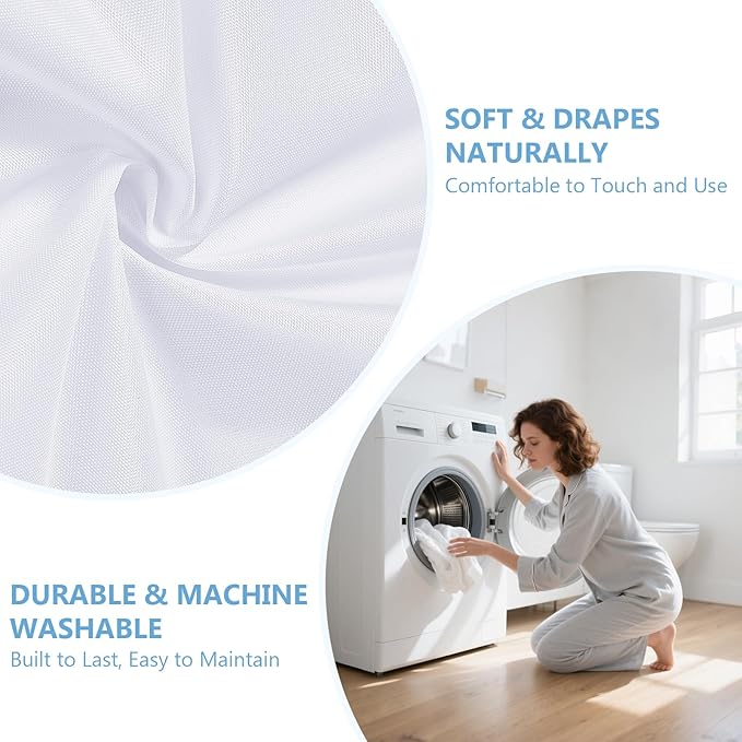 ROLIZOE Waterproof Fabric Shower Curtain Liner with 3 Magnets – Standard 72" x 78" – Soft, Durable & Machine Washable, Hotel-Grade Quality, Ultimate Water Protection