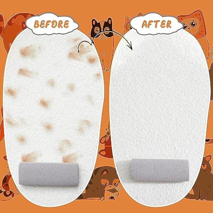 Abbylike 6 Pcs Pet Hair Remover Gray Pumice Stone Car Pet Hair Removal Tool for Bedding Carpet Couch Furniture Cleaning(6.1 x 2.56 x 1.4 Inch)