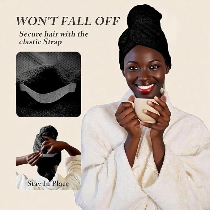 Wuwahold Microfiber Hair Towels, Waffle Hair Towel Set, Super Soft Highly Absorbent, Sturdy Quick Drying Turbans for Long, Thick, Curly Hair (2 Pack, 40" x 20")