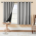 Rutterllow 2 Panels Full Light Blocking Curtains & Drapes for Bedroom - Antique Copper Bronze Grommet Window Treatment Blackout Curtain for Living Room (Light Grey, 70 inch Width x 63 inch Length)