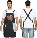 Kitchen Apron - 3 Large Pockets, Cross Back Apron With Adjustable Straps, Cooking Kitchen Chef Apron For Women And Men, Wear-Resistant & Easy To Clean.（Black）
