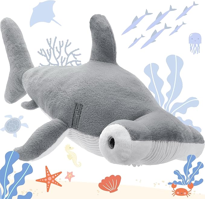 Tezituor 43.3 inch Giant Hammerhead Shark Stuffed Animal, 4ft Large Stuffed Hammerhead Shark Plush Ocean Toys, Realistic Gray Shark Plush Pillow for Girls Boys