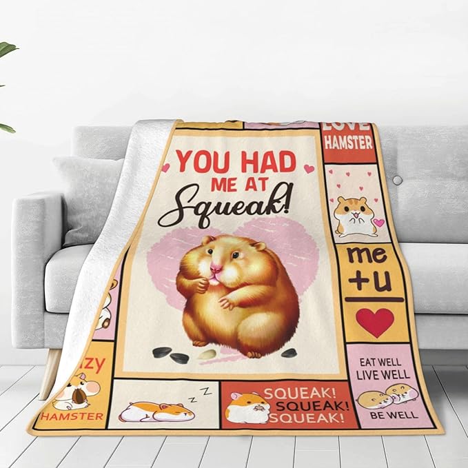 Hamster Blanket Hamster Throw Blanket Soft Fleece Flannel Bedding Gifts for Men Boys Women Girls Lovers Adults Stuff Plush for Couch Sofa Bed Room Decor 60"X80"