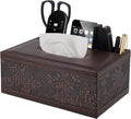 XNONE Tissue Box Cover Rectangle Retro Tissue Box Holder PU Leather Facial Tissues Organizer,Multifunctional Remote Control Stationery Storage Box,Home Office Supplies Car Napkin Caddy