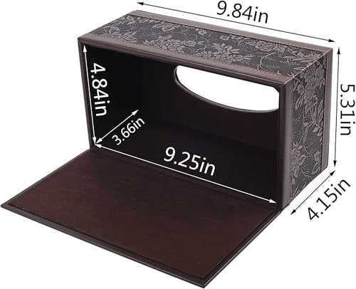 Antique PU Leather Tissue Box Holder Cover Rectangular Napkin Case Dispenser,Home Office Car Tissue Holder with Magnetic Bottom,Facial Tissue Organizer (Retro)