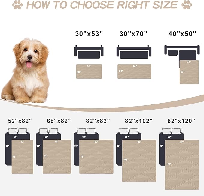 Smiry Waterproof Dog Bed Cover Blanket 82x82, Soft Reversible Pet Blanket, Washable Leakproof Cats Dogs Couch Cover for Sofa, Couch, Furniture, Lattice, Taupe/Beige