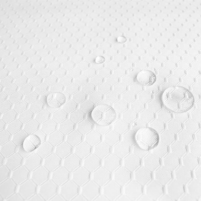 AooHome Heavy Duty Fabric Shower Curtain, Solid White Waffle Weave Bathroom Curtain with Hooks, Weighted Hem, Water Repellent, 72x72 Inch