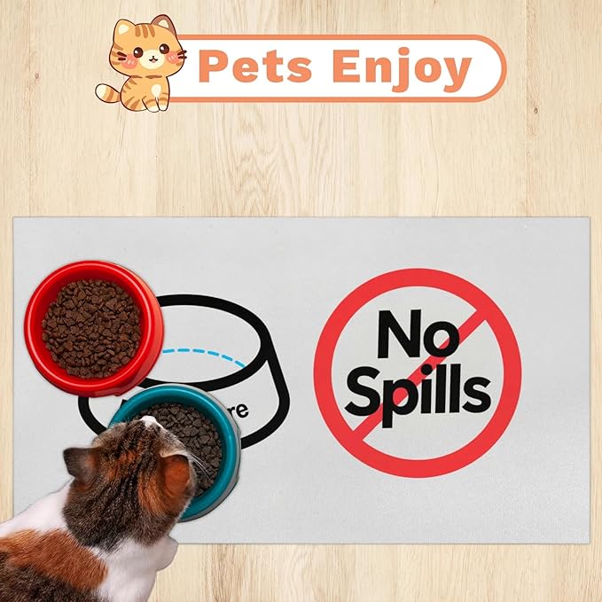 No Spills Dog Food Mat, 16x24 Inch Waterproof & Easy Clean Pet Feeding Mat for Floor Protection, Non-Slip Bowl Placemat for Messy Dogs