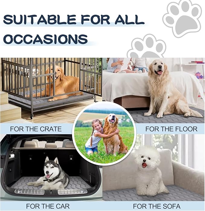 Bubble bear Dog Crate Mat - Upgraded Thick, Ultra Soft, Washable & Anti-Slip Kennel Pad for Small/Medium/Large Dogs, Dark-Hued to Hide Stains (59"x35")