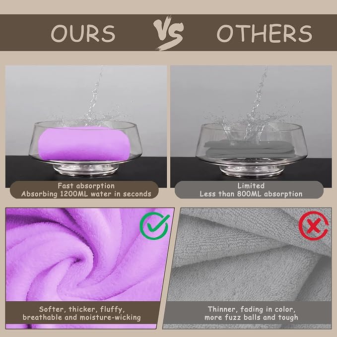 YHPDYL 3 Pack Microfiber Hair Towel Wrap for Women, Fast Drying Hair Turban with Button, Anti-Frizz Large Hair Towel for All Hair Styles, Soft & Absorbent Hair Drying Towel(Red,Bule,Purple)