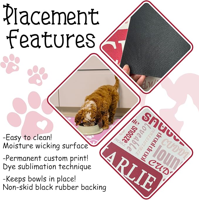 Personalized Dog Cat Food Mat Non-Slip Custom Dog Feed Placemat Water Absorbent Customized PU Mats for Pet Food and Water-Style7