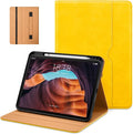 DTTO for iPad (A16) 11th Generation Case 11 Inch 2025, iPad 10th Generation Case 10.9 Inch 2022, Premium Leather Business Folio Stand Cover with Pencil Holder - Auto Wake/Sleep, Yellow
