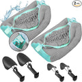 2 Pcs Shoe Washing Machine Bags with 4 Adjustable Shoe Trees, XXL Laundry Bags for Washer and Dryer, Sturdy Zipper with Hook Design, Reusable Cleaning Bag for Sneaker, Tennis (Gray)