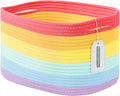 ECDYQXVU Cotton Rope Storage Basket, 15x10x9 Inches, Woven Basket for Shelves, Clothes, Towels, Books, and Laundry, Rainbow (1 Pack)