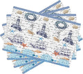Starfish Placemats, Simple Vintage Watercolour Coral Ocean Shell Lighthouse Seahorse Sailboat Coastal Theme Print Washable Fabric Placemats Table Kitchen Dining Party 12x18 Inch Set of 4