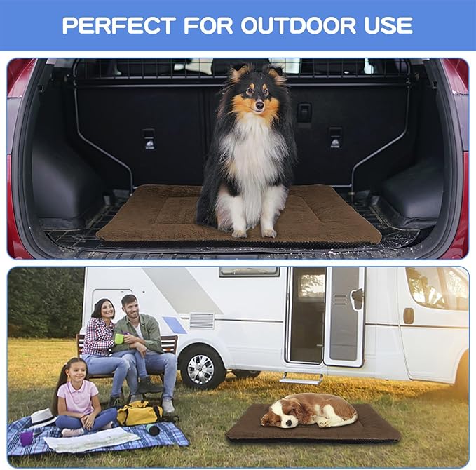 ZENGAOOU Dog Crate Pad 36 Inch, Washable Plush Crate Mat for Medium Dogs, Non Slip Kennel Pad for Metal Wire Crates, Cushioned Support for Indoor Use, Brown